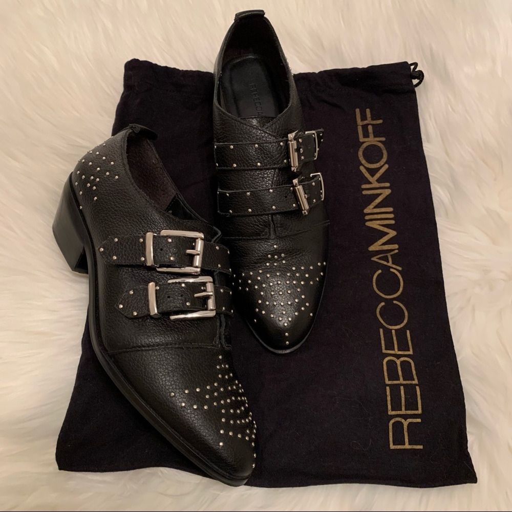 Rebecca Minkoff Studded Leather Black Booties 7.5 - Picture 11 of 14